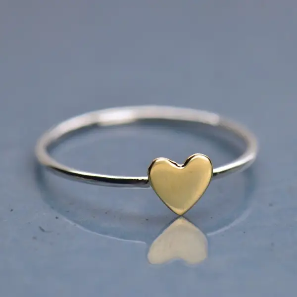Tiny Bronze Heart Sterling Silver Ring