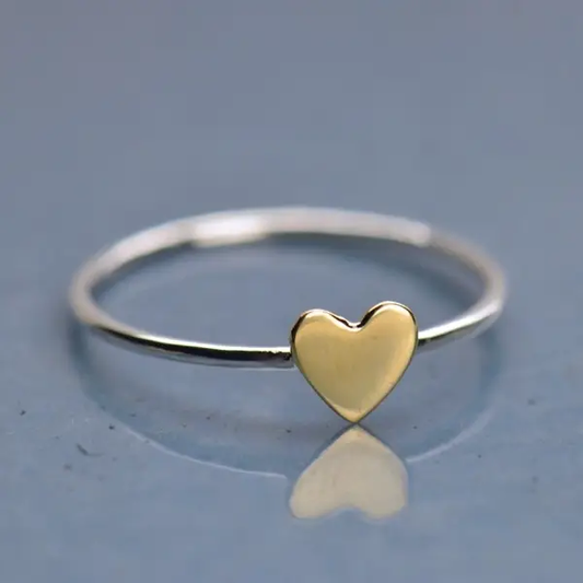 Tiny Bronze Heart Sterling Silver Ring