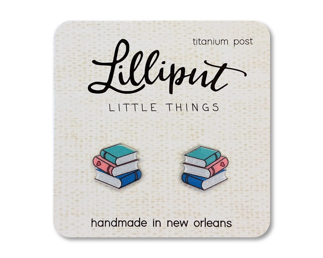 Book Stack Stud Earrings