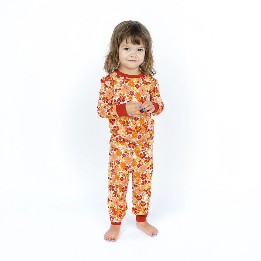 Warm Floral Bamboo Kids Pajamas