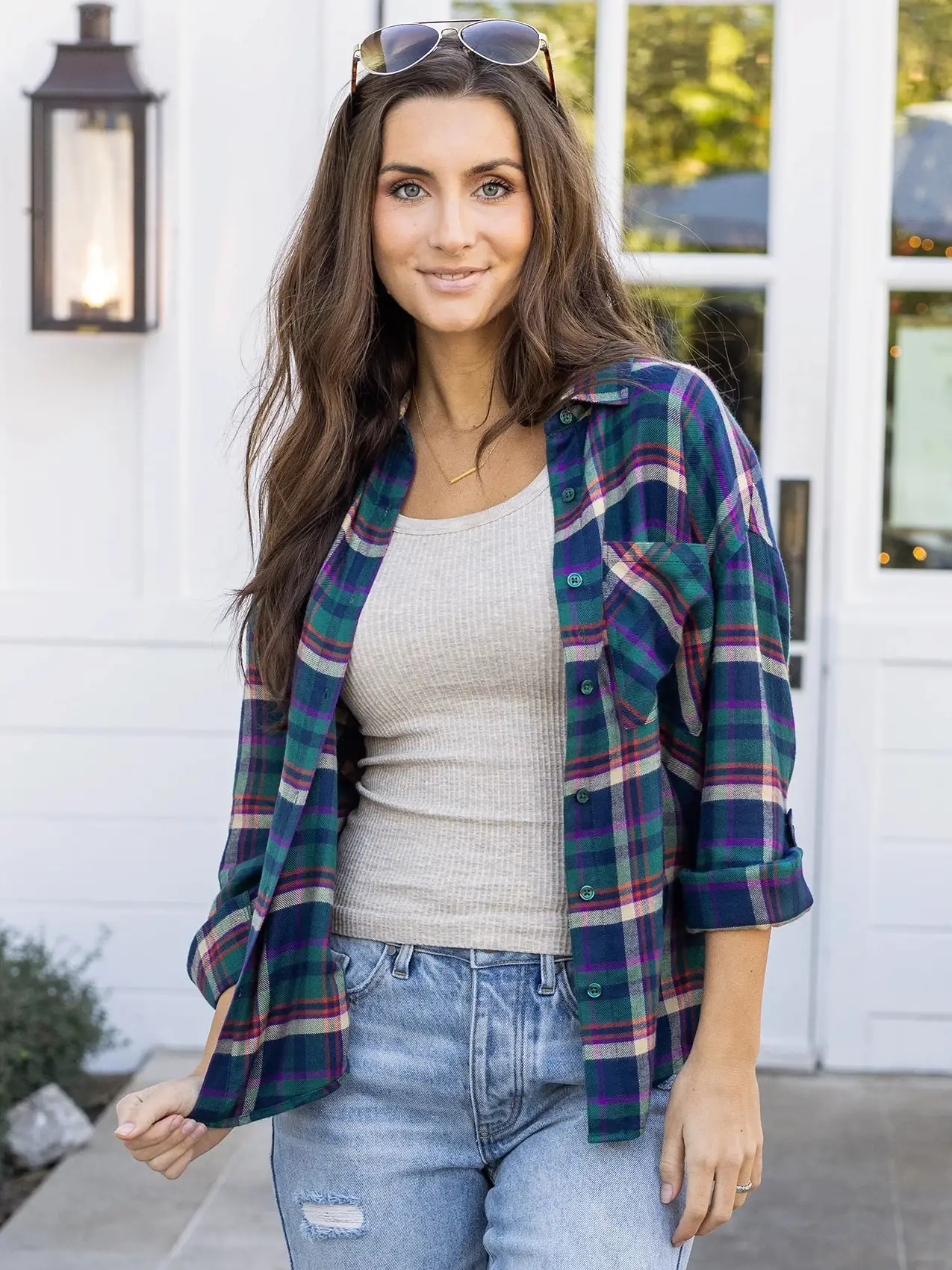 Favorite Button Up Plaid Top