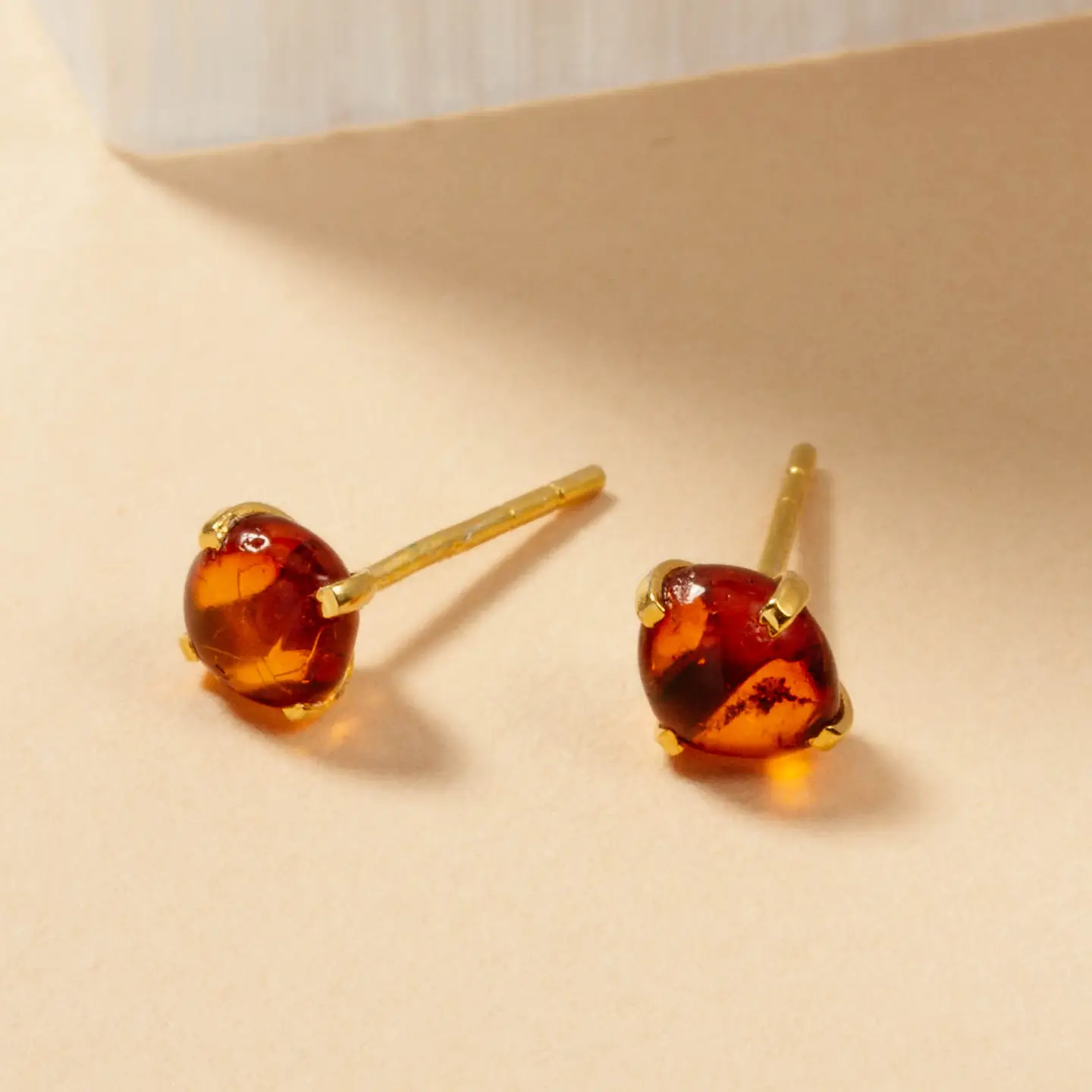 Amber Raw Beauty Stud Earrings