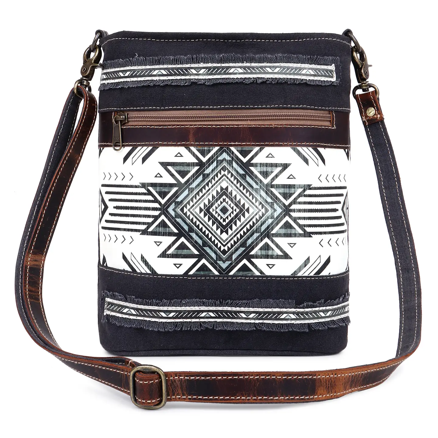 Women's Crossbody Bag - Black + White