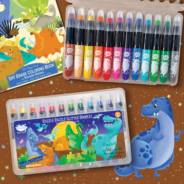 Glitter Gel Crayons Dinosaur