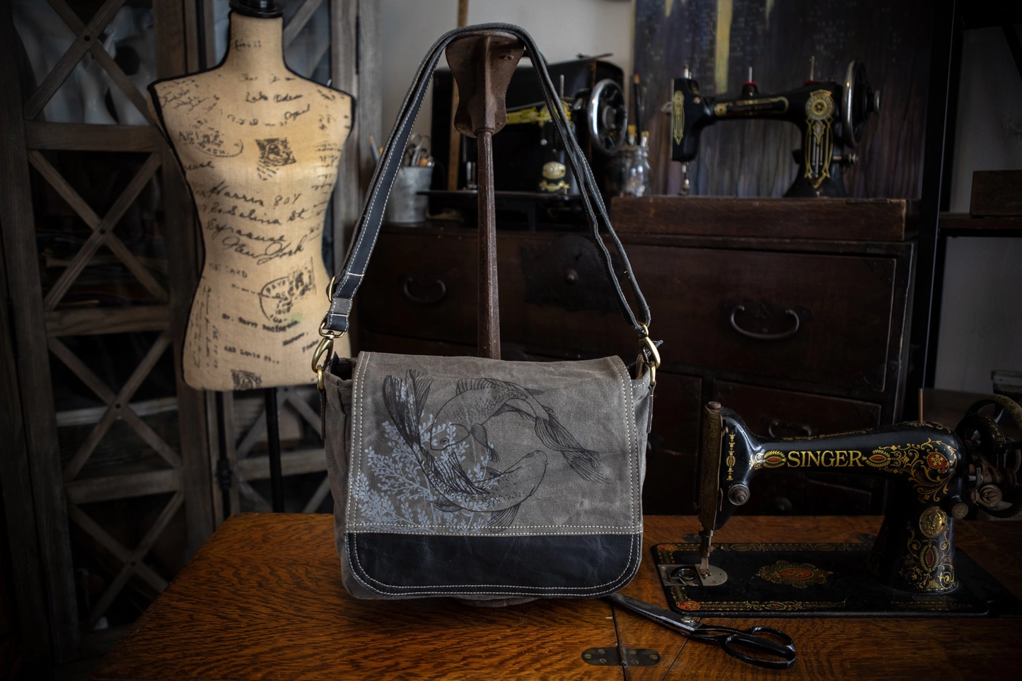 Circle of Koi Canvas Saddle Bag