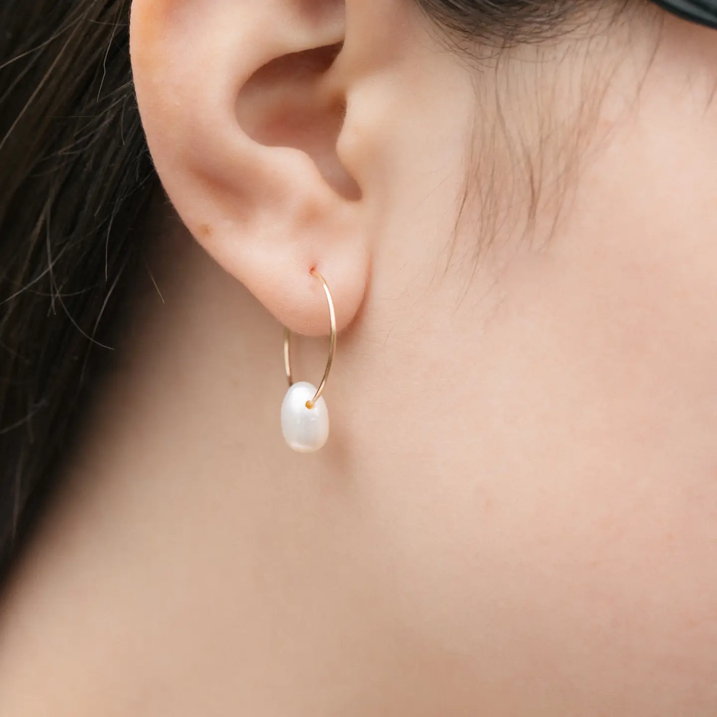 Pearl Gold Hoop Earrings for Goddess