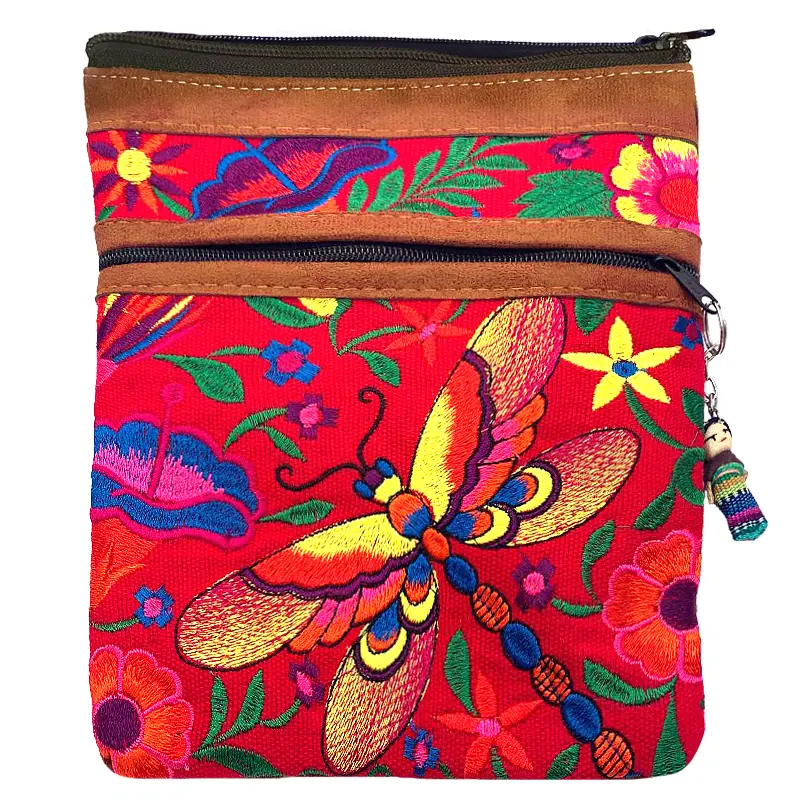 Embroidered Dragonfly Crossbody Bag