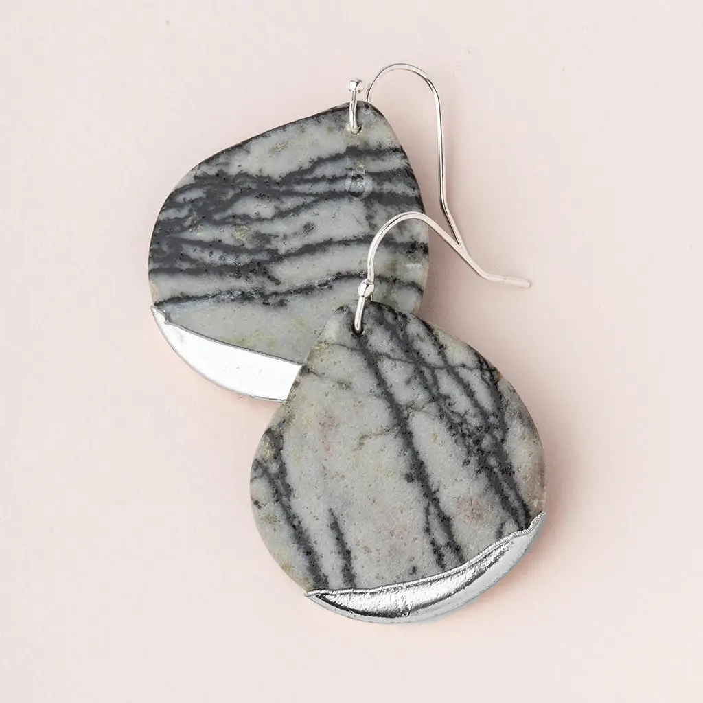 Stone Dipped Earrings Picasso Jasper