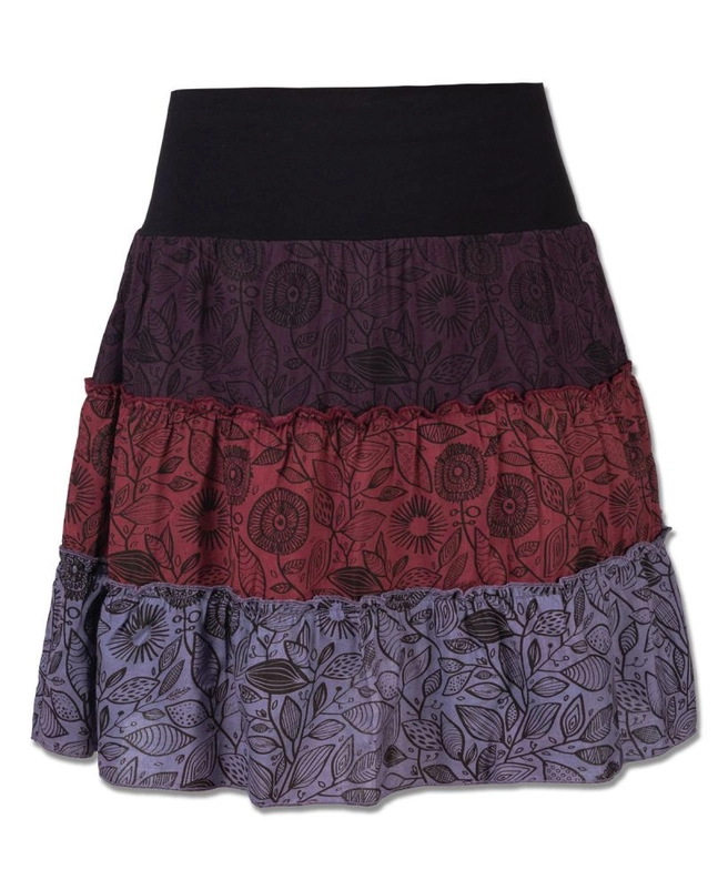 Three Tier Mini Skirt - Plum