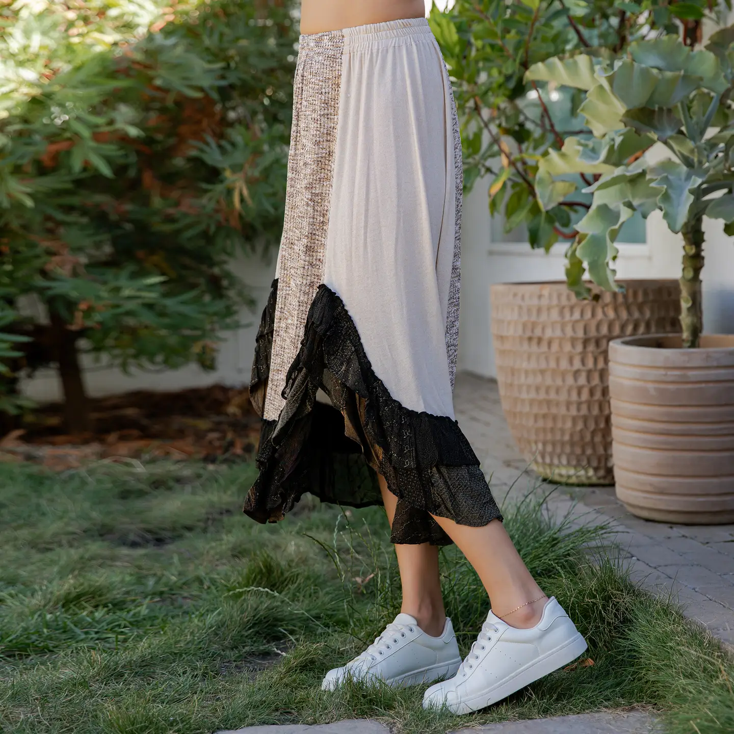 Whimsical Mid-Length Ruffle Skirt