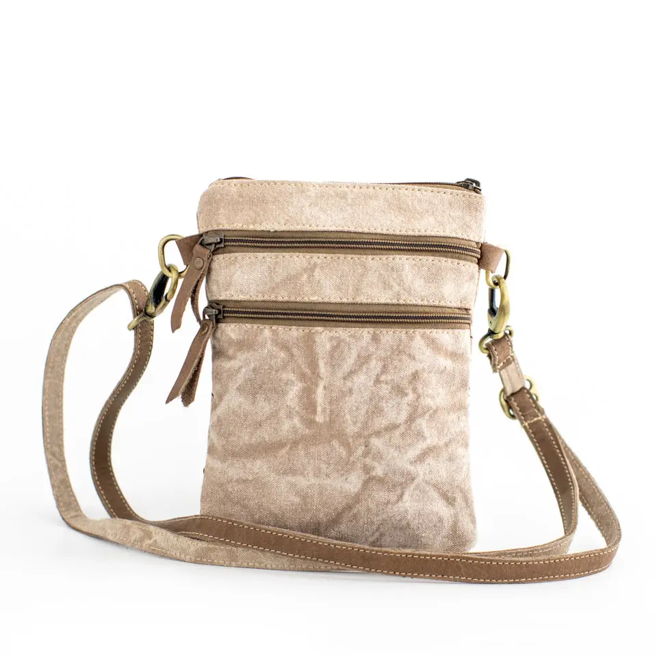 Chickadee Sunshine Upcycled Canvas Small Sling Bag