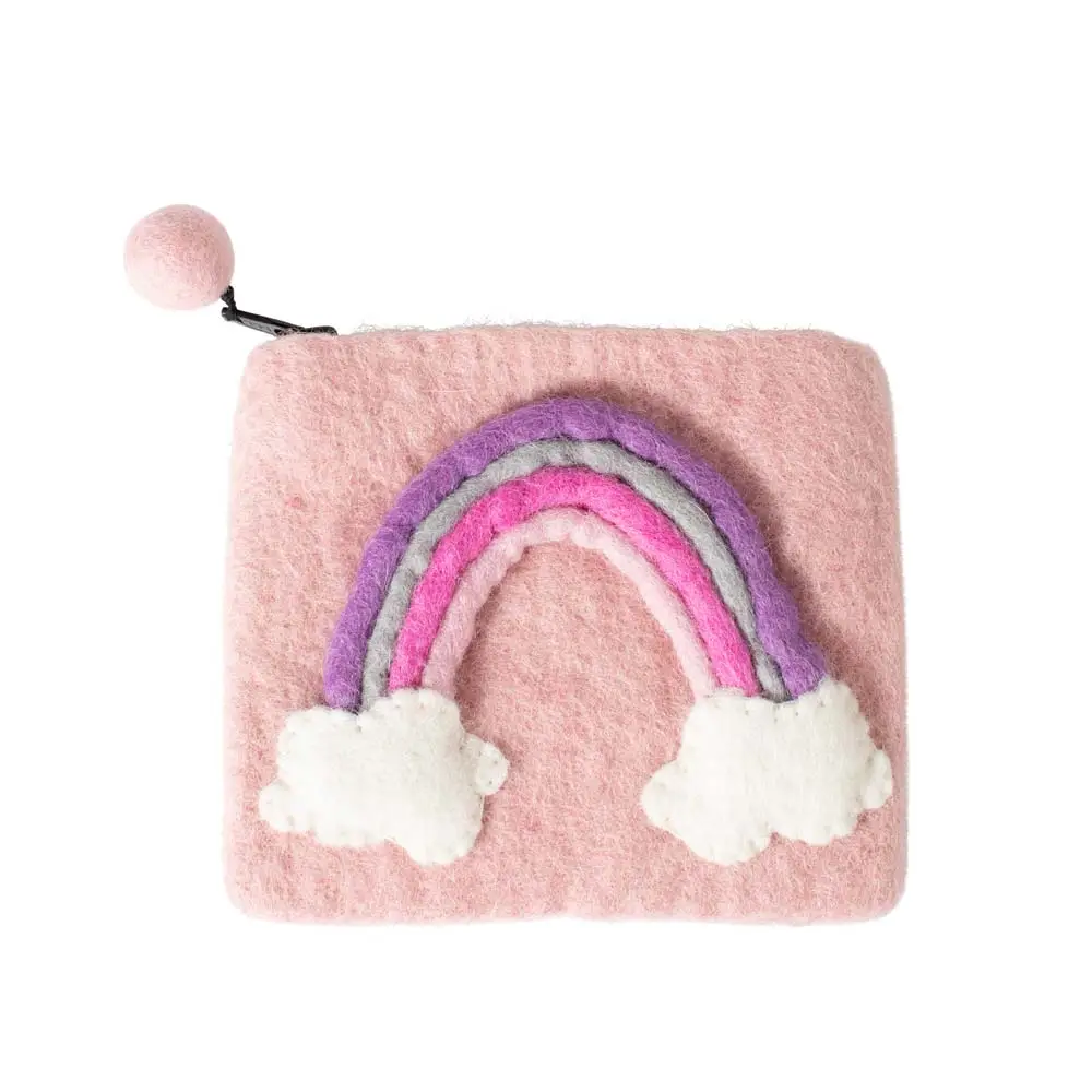 Pink Rainbow Felt Coin Purse