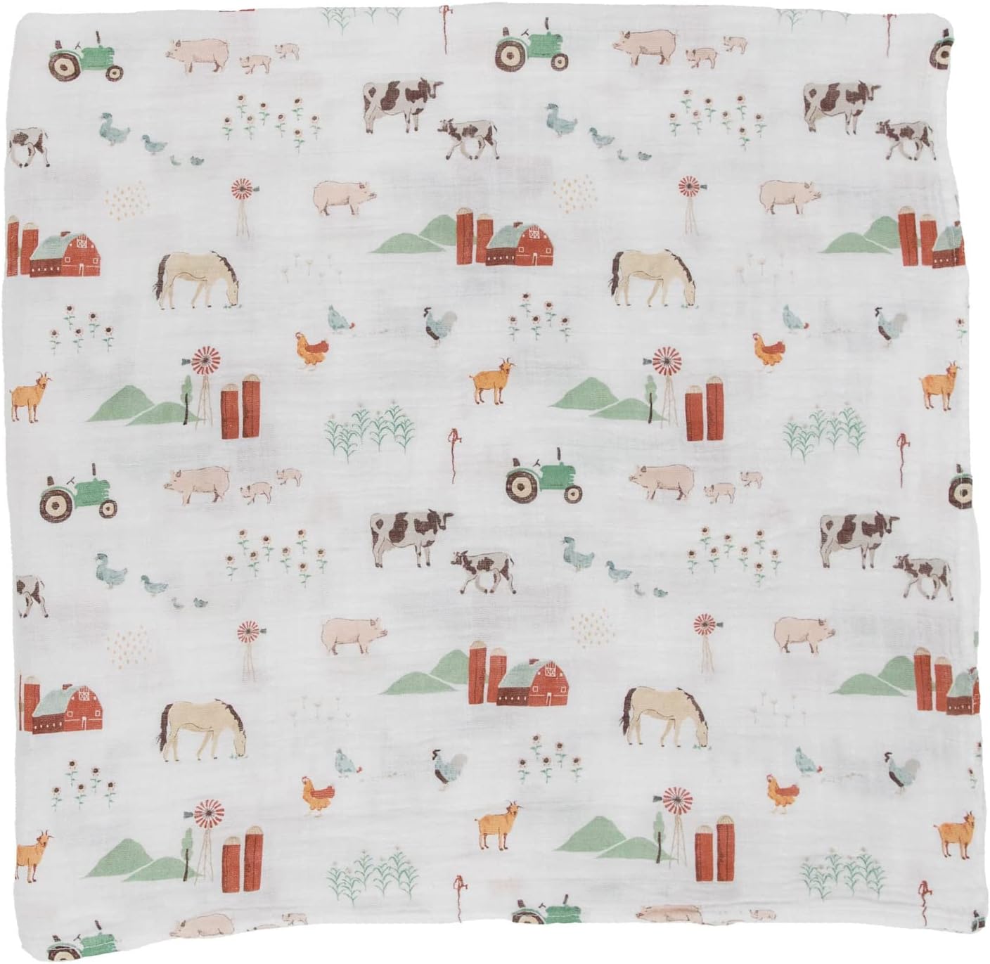 Cotton Muslin Swaddle Farmyard
