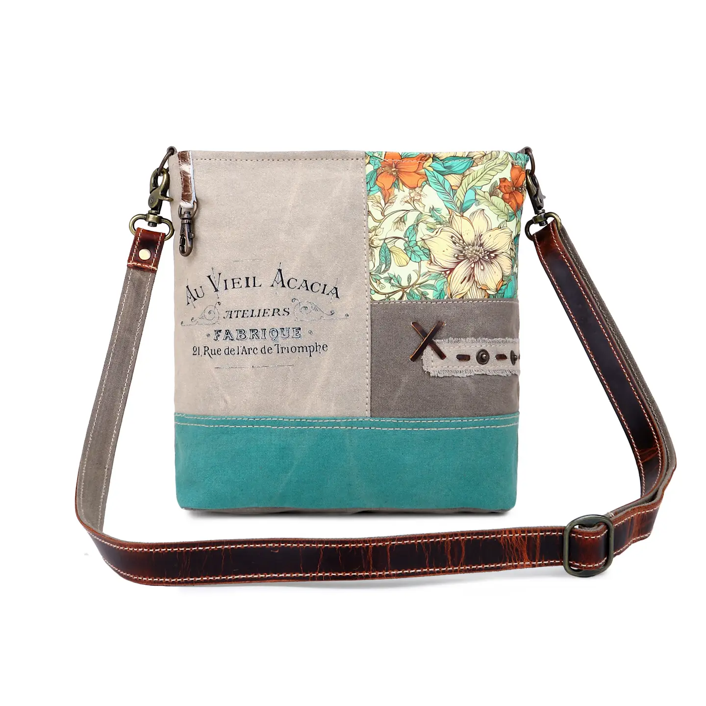 Women's Crossbody Bag - Teal Floral