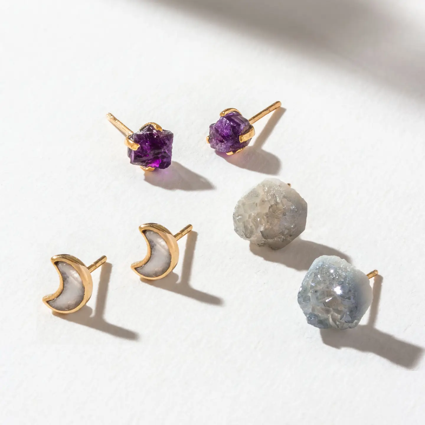 Moonlit Gemstone Trio Earrings Set of 3