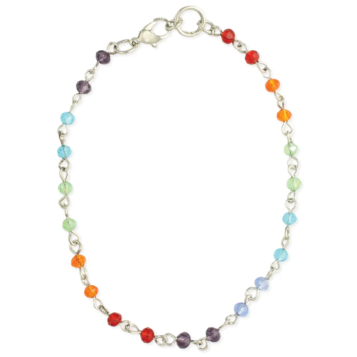 Rainbow Sparkle Facet Bead Anklet