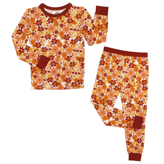 Warm Floral Bamboo Kids Pajamas