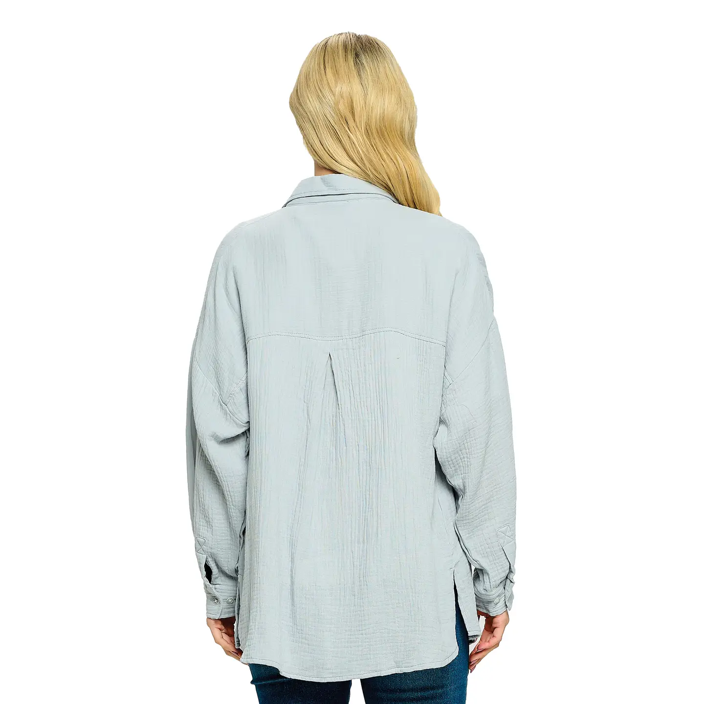 Crinkle Cotton Button Down Top