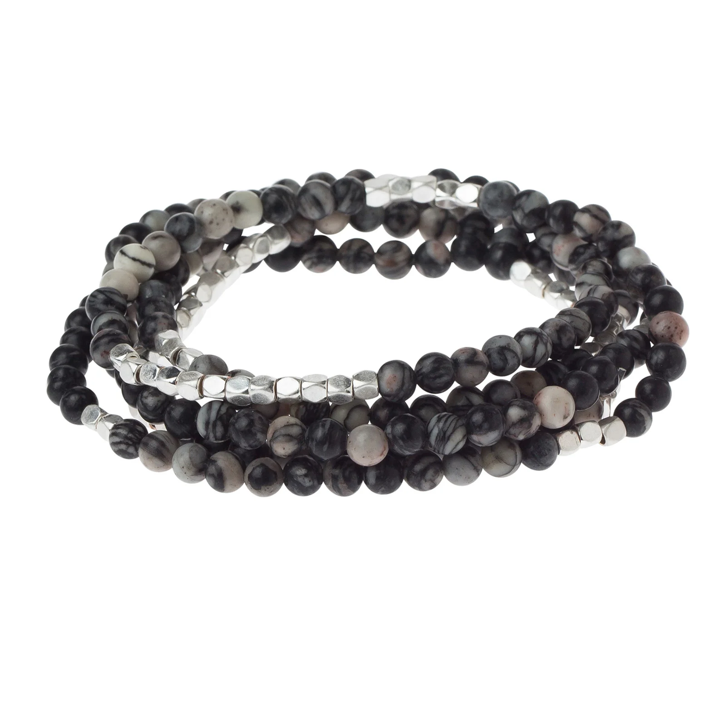 Stone Wrap Bracelet Black Network Agate