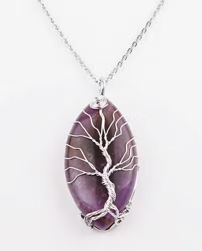 Amethyst Oval Tree Necklace