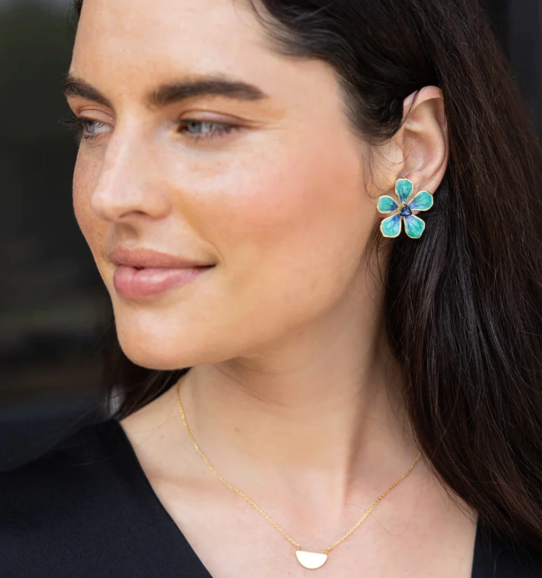 Sparkle Enamel Flower Earrings