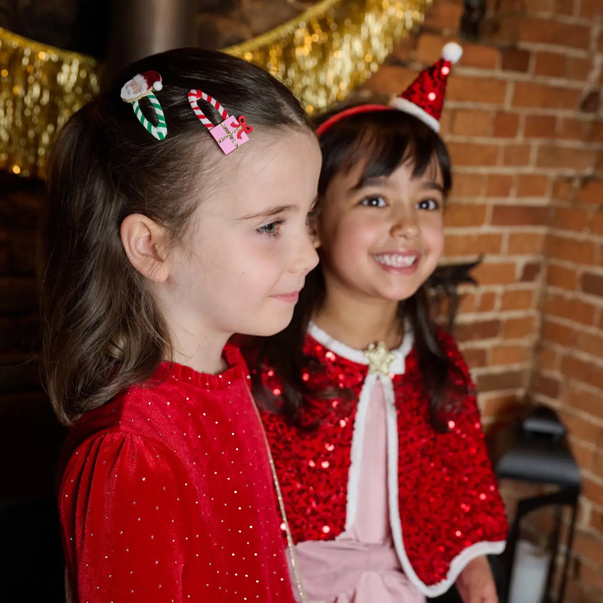 Girls Sequin Velvet Santa Headband