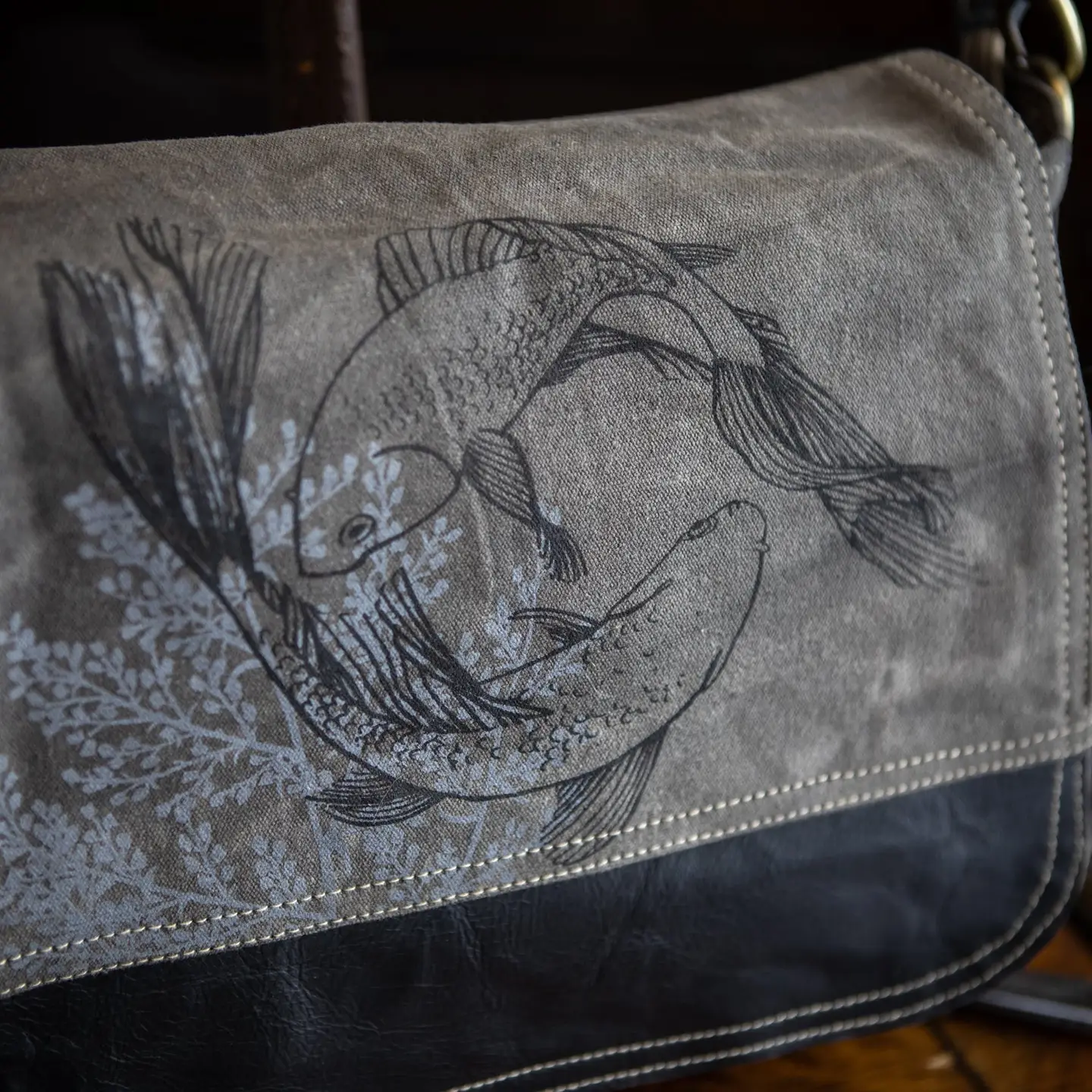Circle of Koi Canvas Saddle Bag