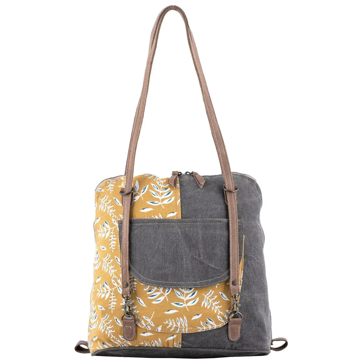 Convertible Tote Bag - Mustard Flowers