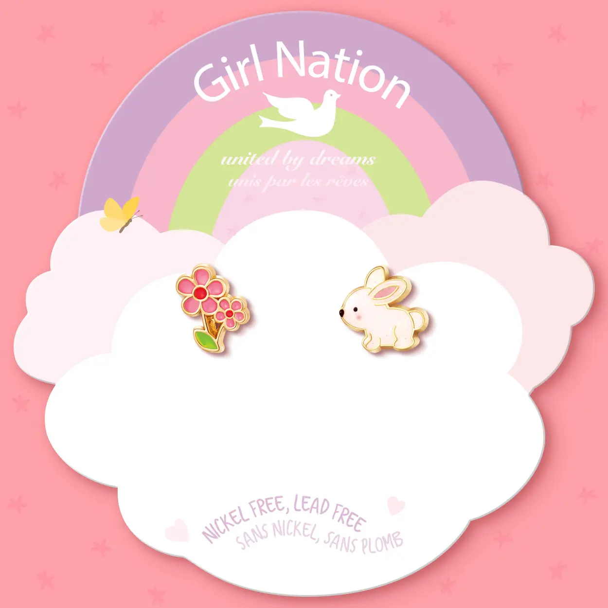 Flower & Bunny Stud Earrings