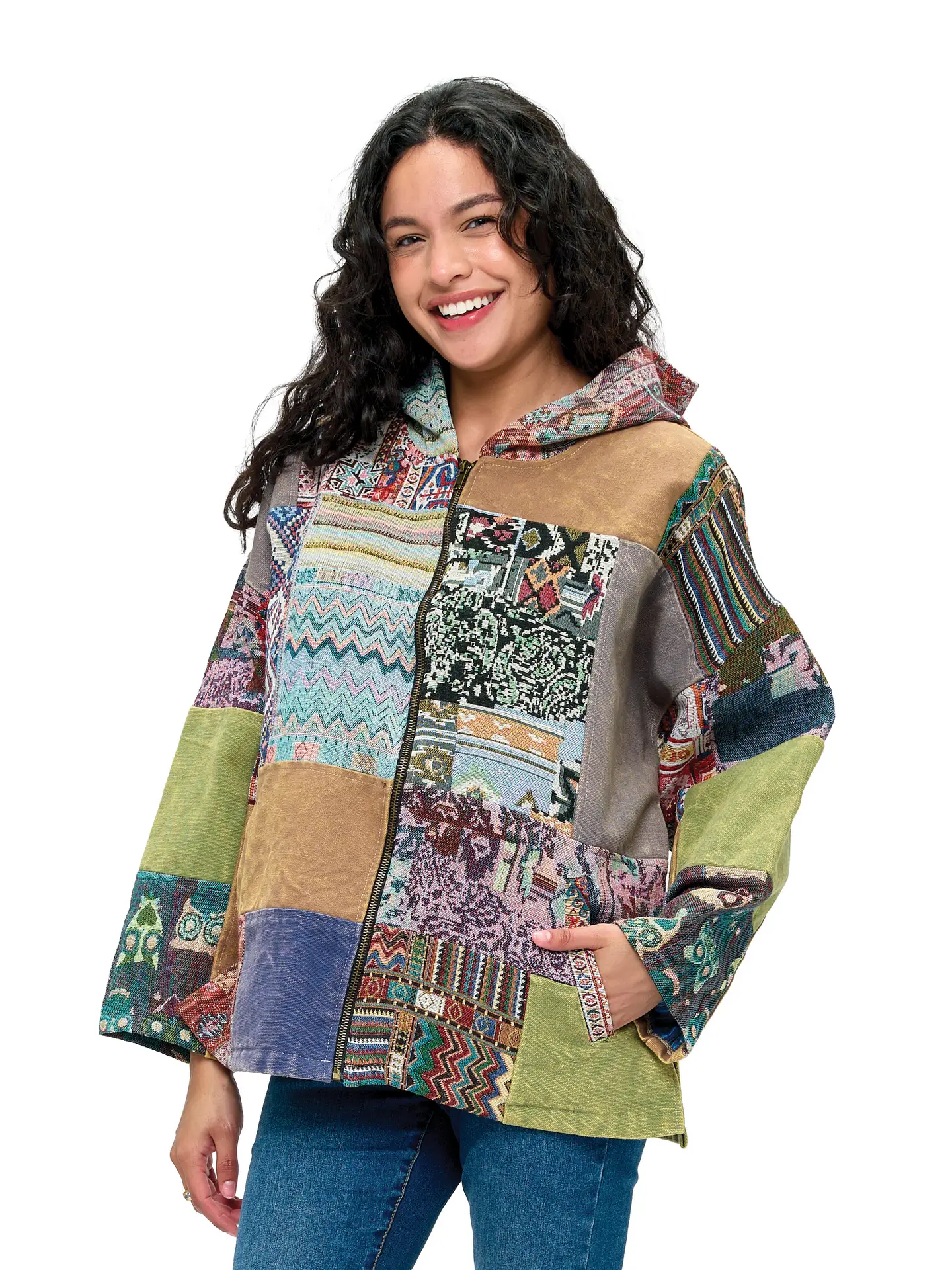 Zip Up Gheri Patchwork Jacket