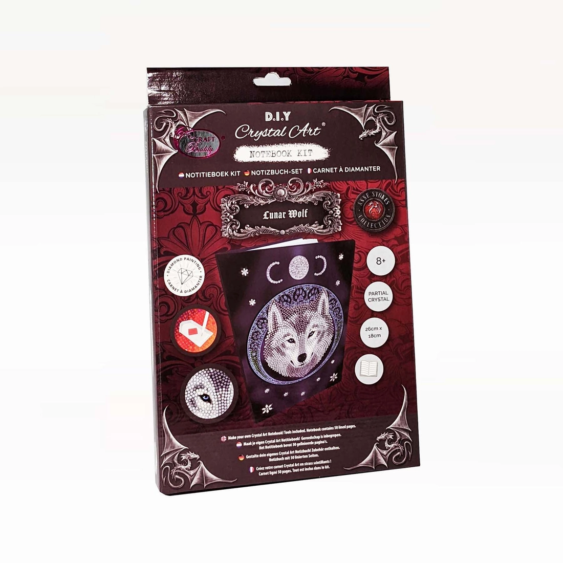 Crystal Art Notebook Kit - Lunar Wolf