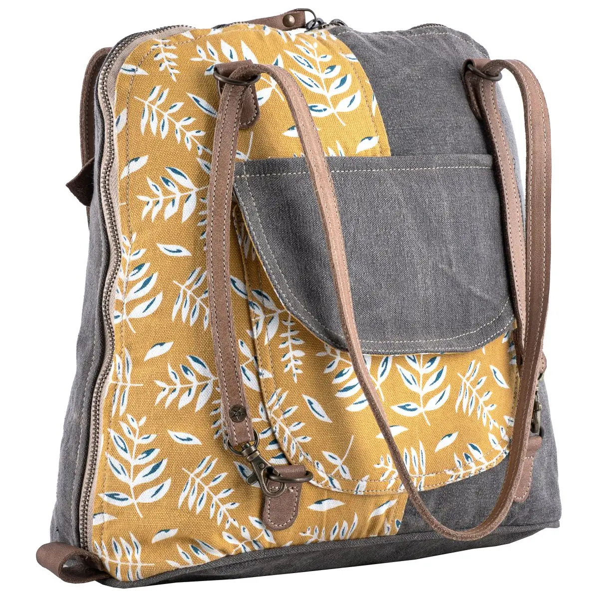 Convertible Tote Bag - Mustard Flowers
