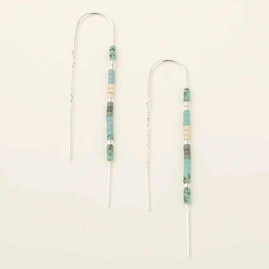 Silver Chromacolor Miyuki Threader Earrings