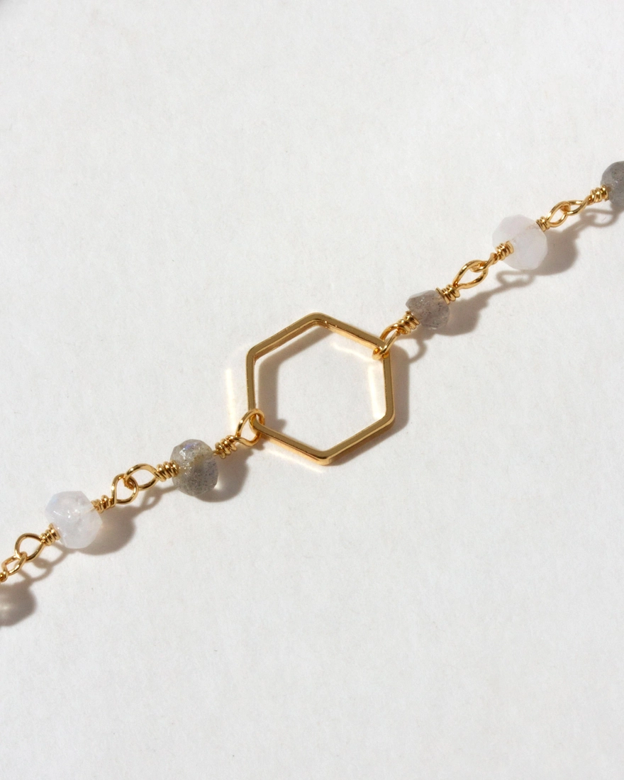Geometric Alternating Gems Anklet