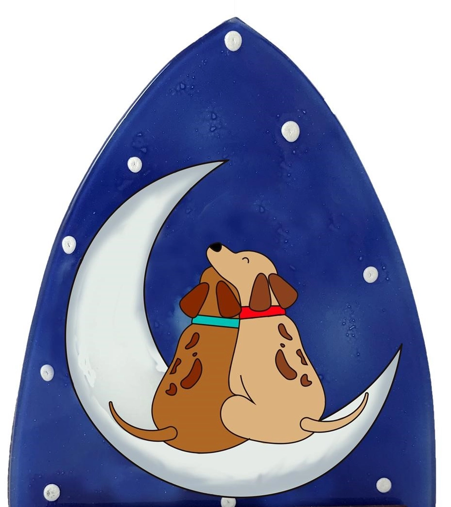 Dogs On Moon Glass Nightlight