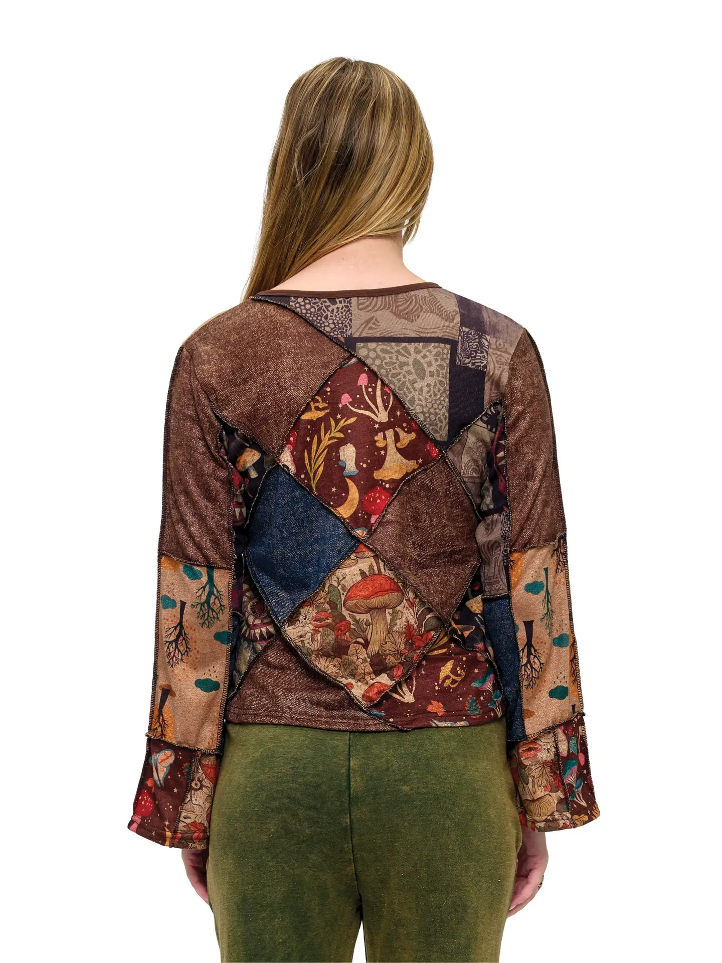 Hippie Patchwork Whimsical Bell Sleeve Top