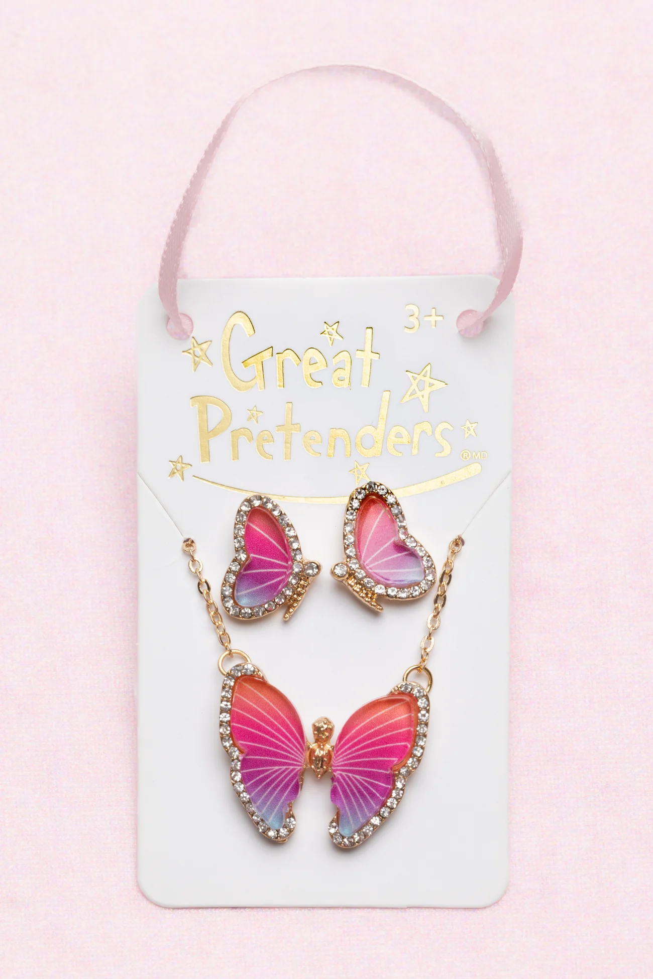 Girls Butterfly Necklace Earrings Set