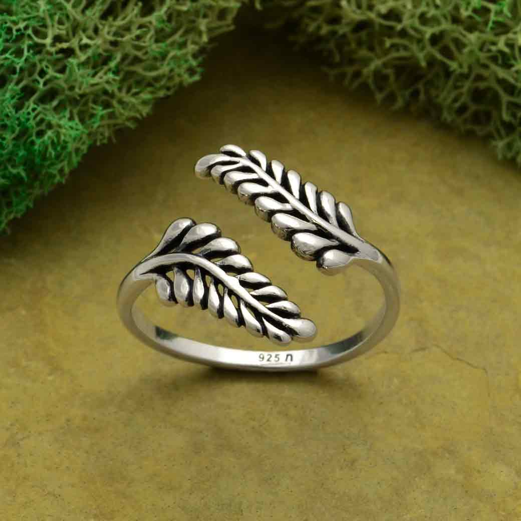 Adjustable Sprig Leaf Ring