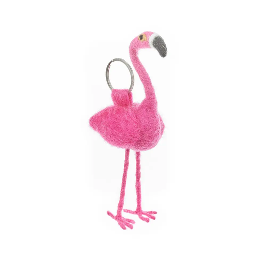 Felted Flamingo Keychain