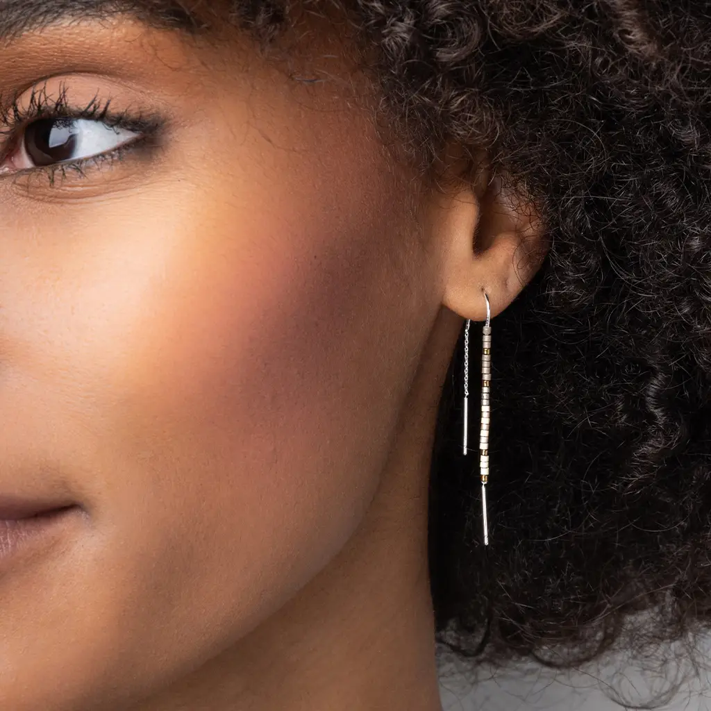 Gold Chromacolor Miyuki Threader Earrings