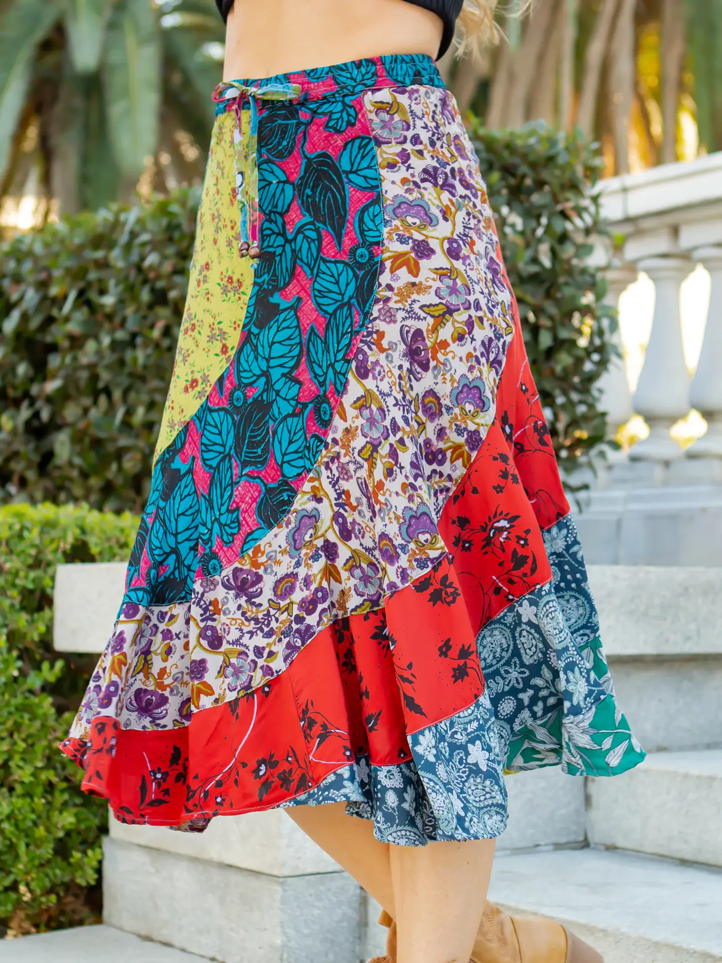 Asymmetrical Patchwork Mid Skirt