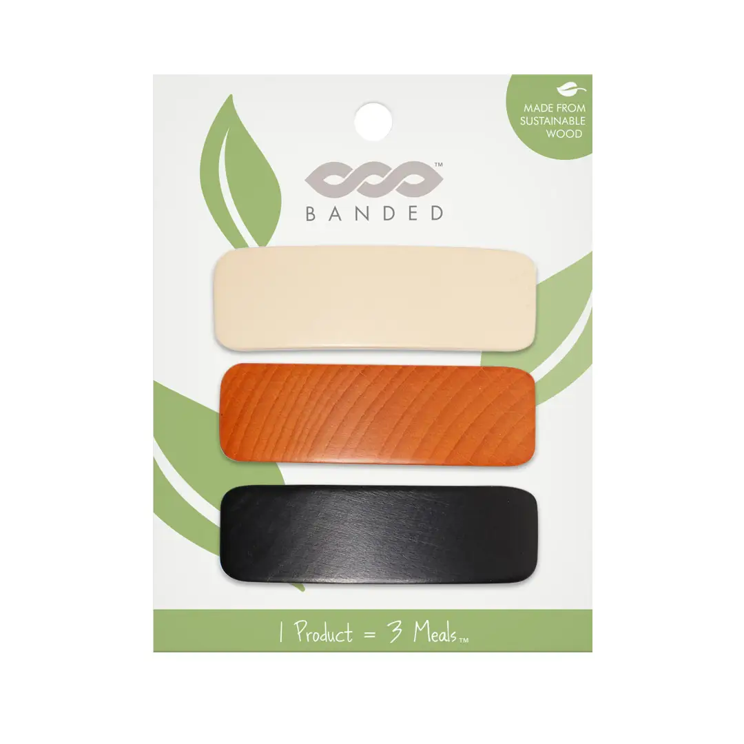 Beech Wood French Barrettes 3pk