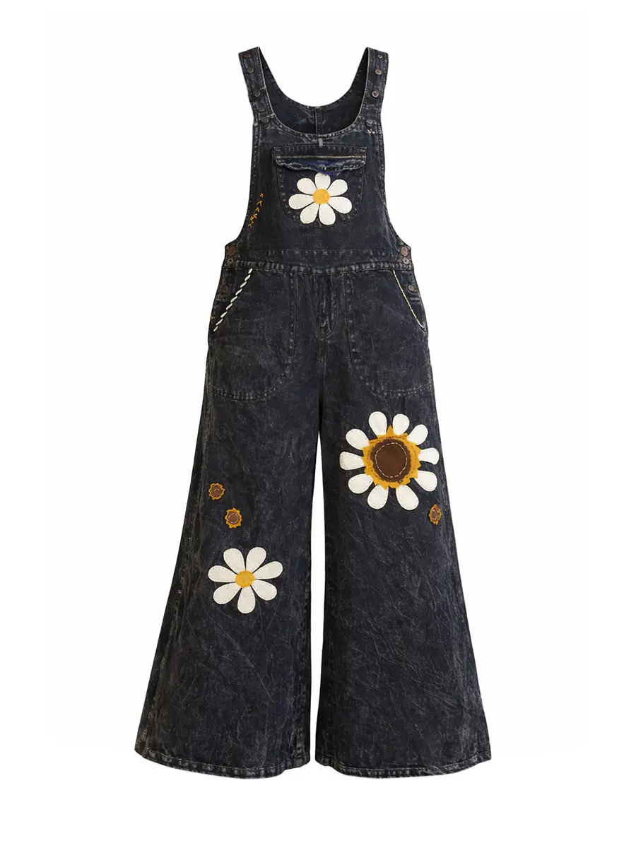 Boho Daisy Flower Overalls