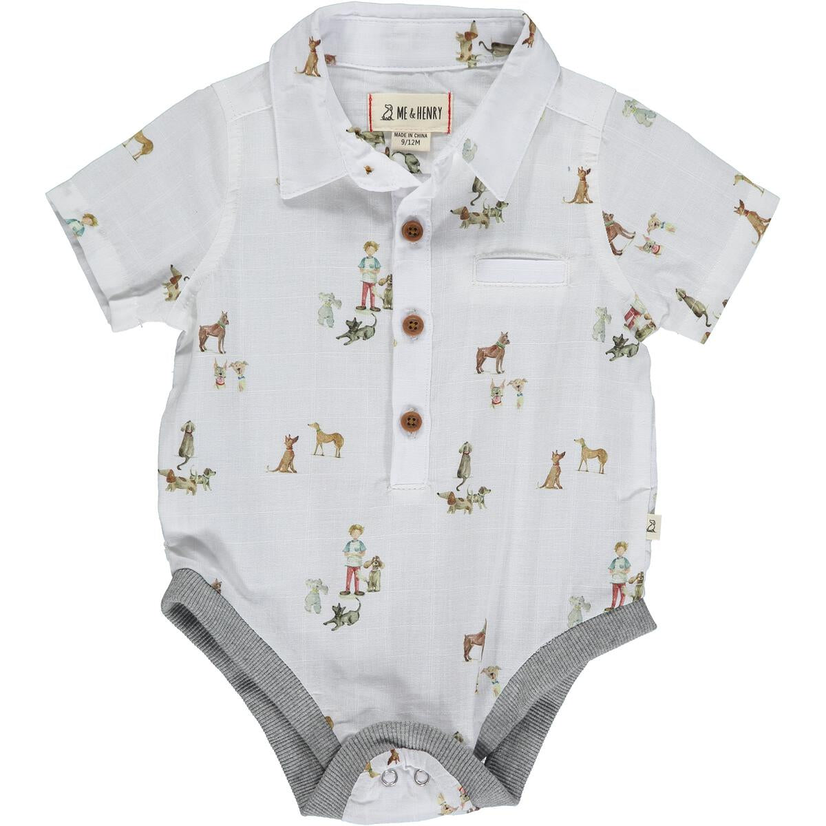 Baby Henry Dog All Over Short Sleeve Onesie
