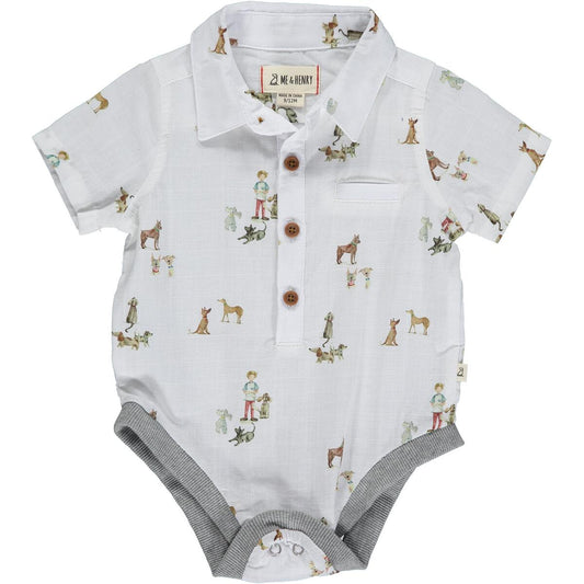 Baby Henry Dog All Over Short Sleeve Onesie