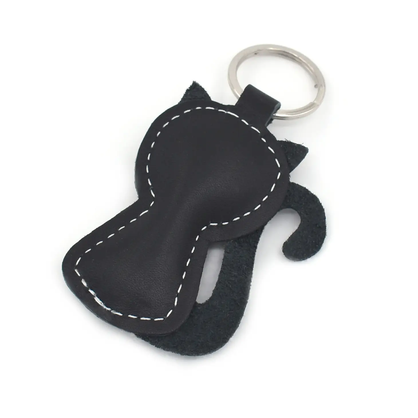 Black Cat Leather Keychain