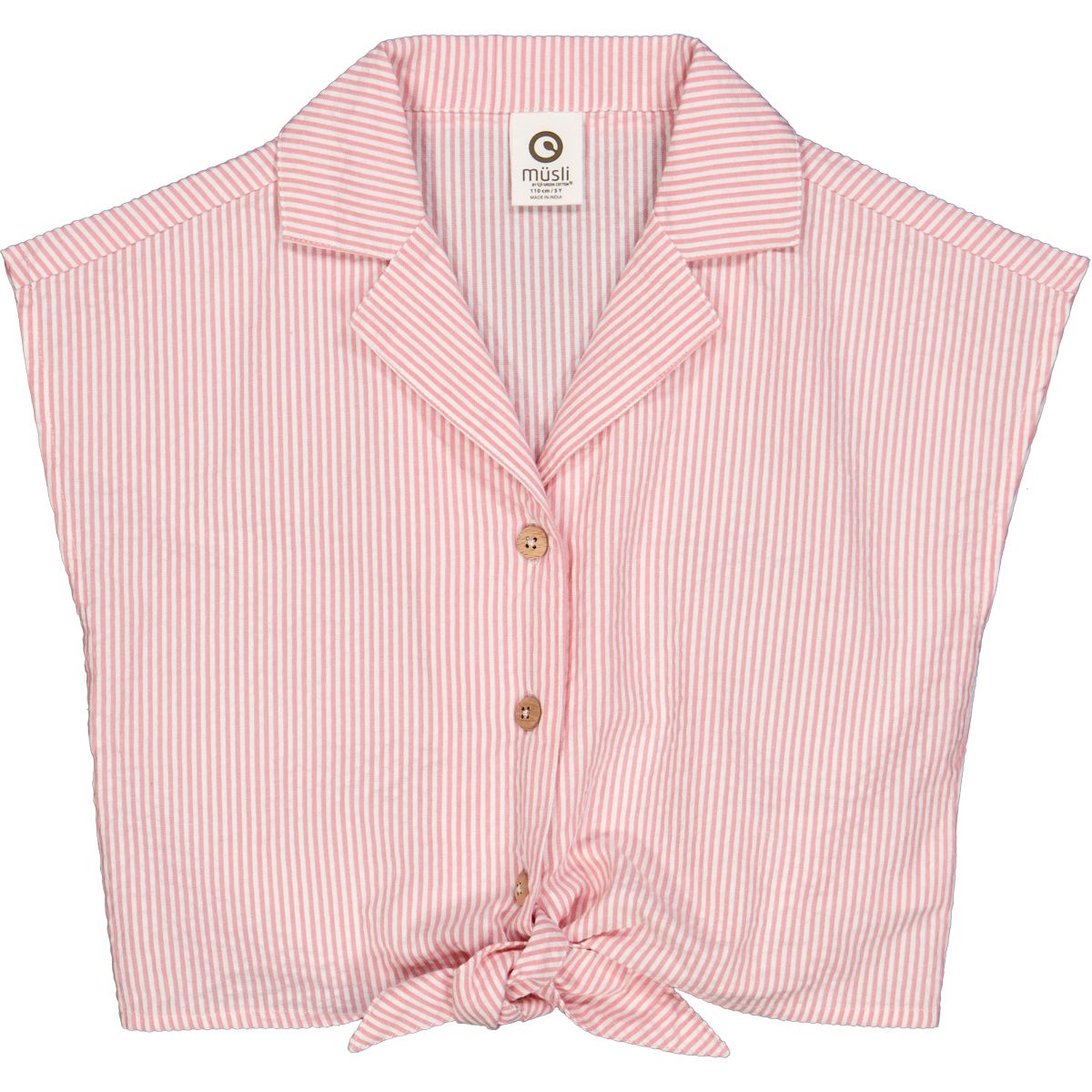 Girls Seersucker Stripe Crop Shirt