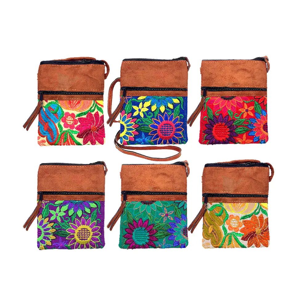 Small Embroidered Floral Passport Bag