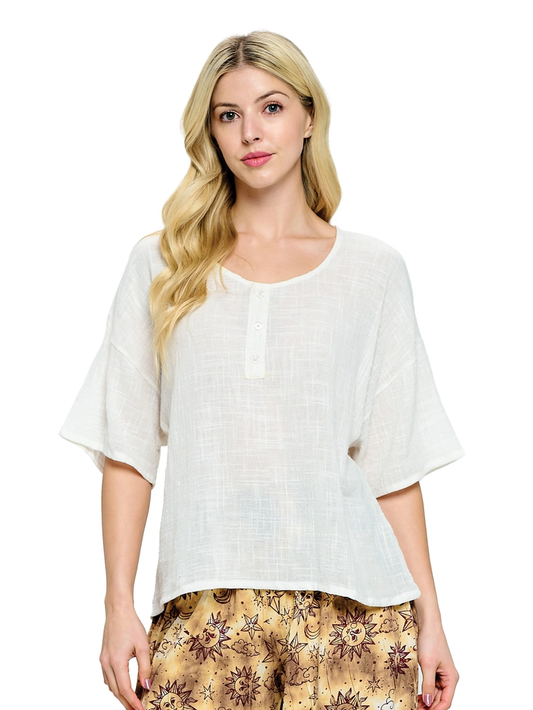 Crinkle Cotton Loose Fit Top