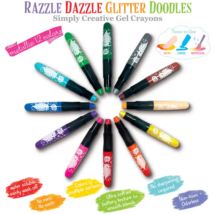 Glitter Gel Crayons Dinosaur